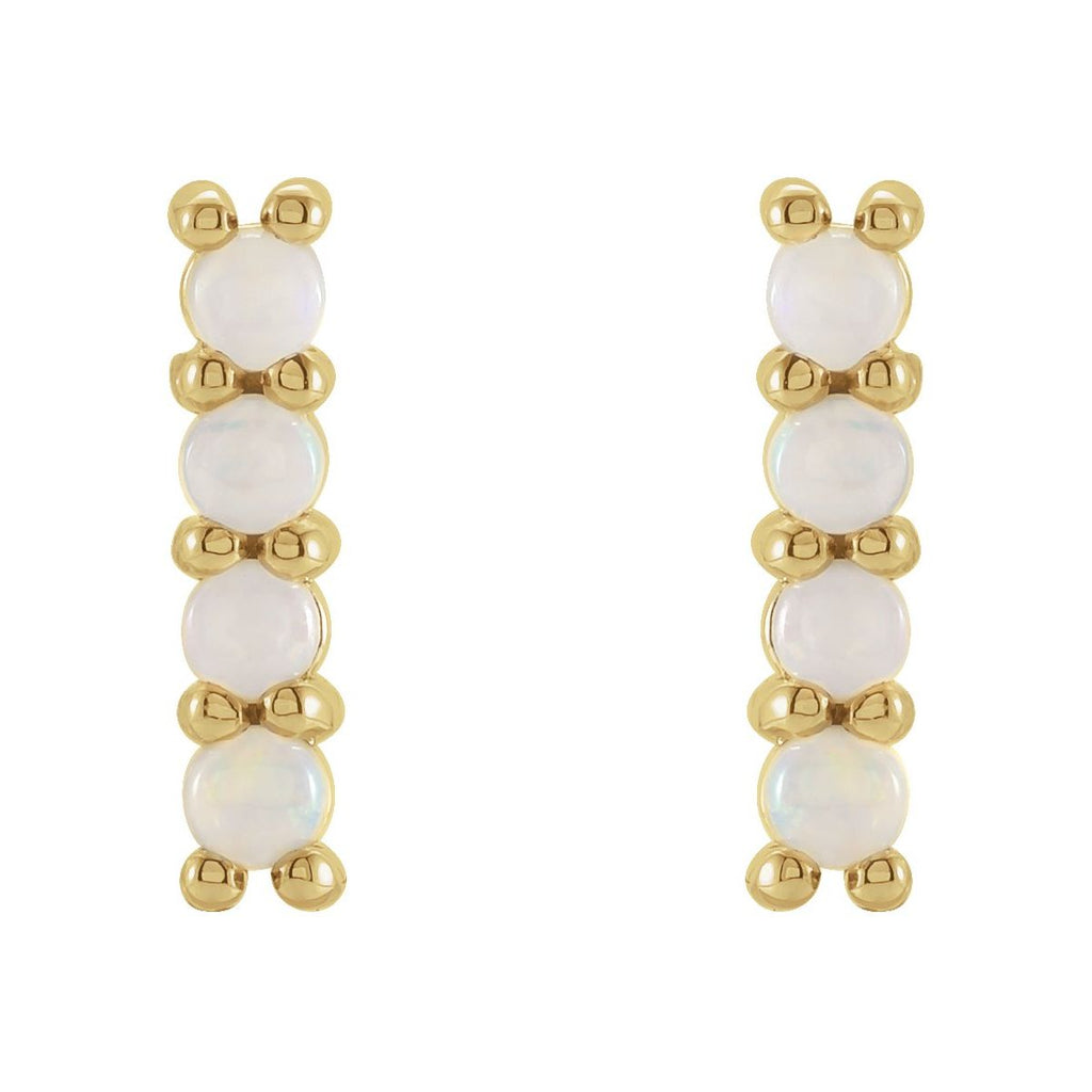 14K Yellow Gold Natural Ethiopian Opal Bar Earrings