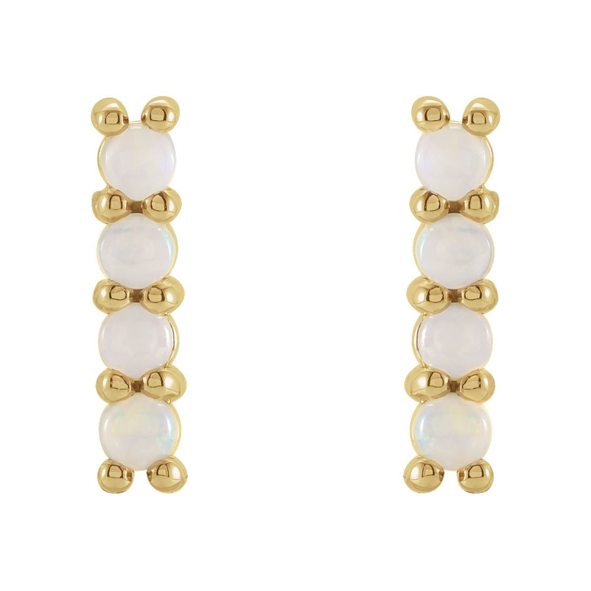 14K Yellow Gold Natural Ethiopian Opal Bar Earrings