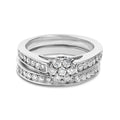 Sterling Silver 1/2 Cttw Diamond Cluster Flower Bridal Set