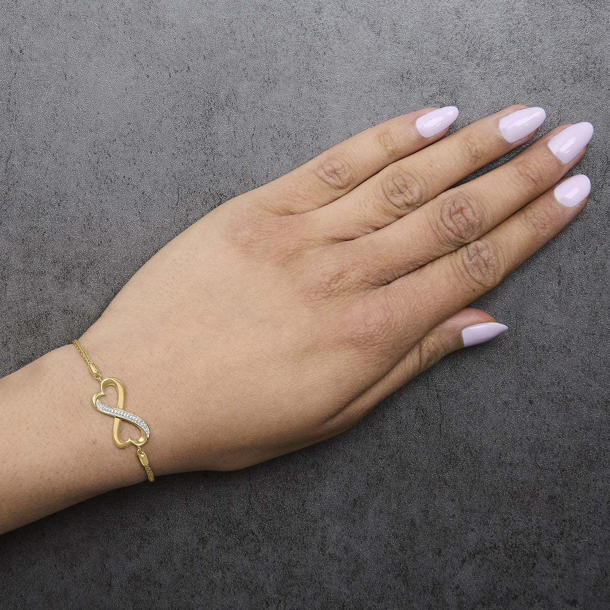 Gold Vermeil Diamond Accent Heart Infinity Bolo Bracelet