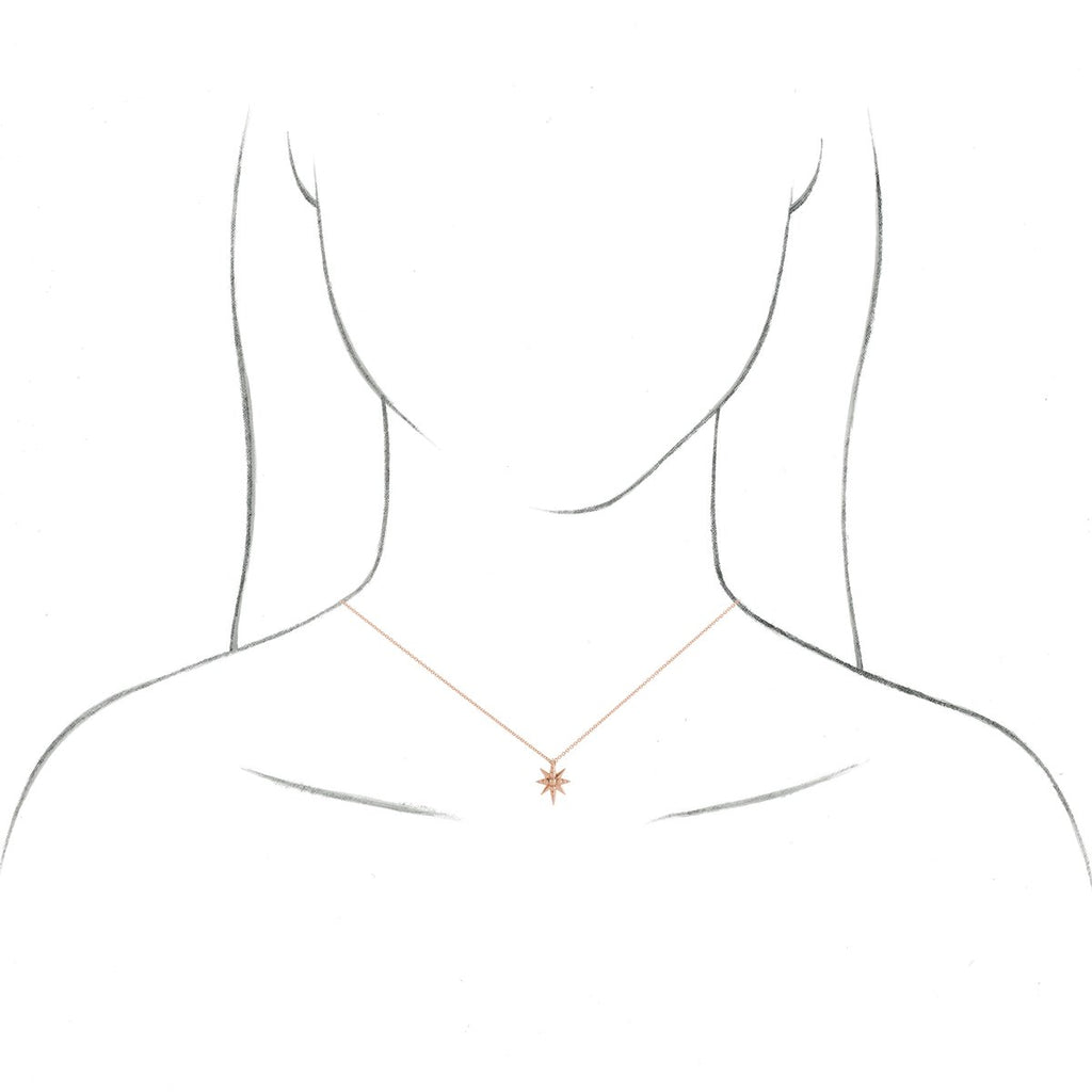 14K Yellow Gold Beaded Star 16-18" Necklace