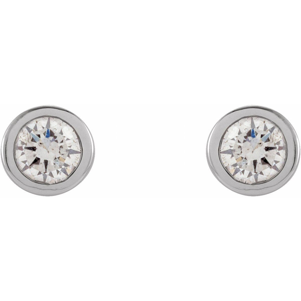 14K White Gold .05 CTW Natural Diamond Micro Bezel-Set Earrings