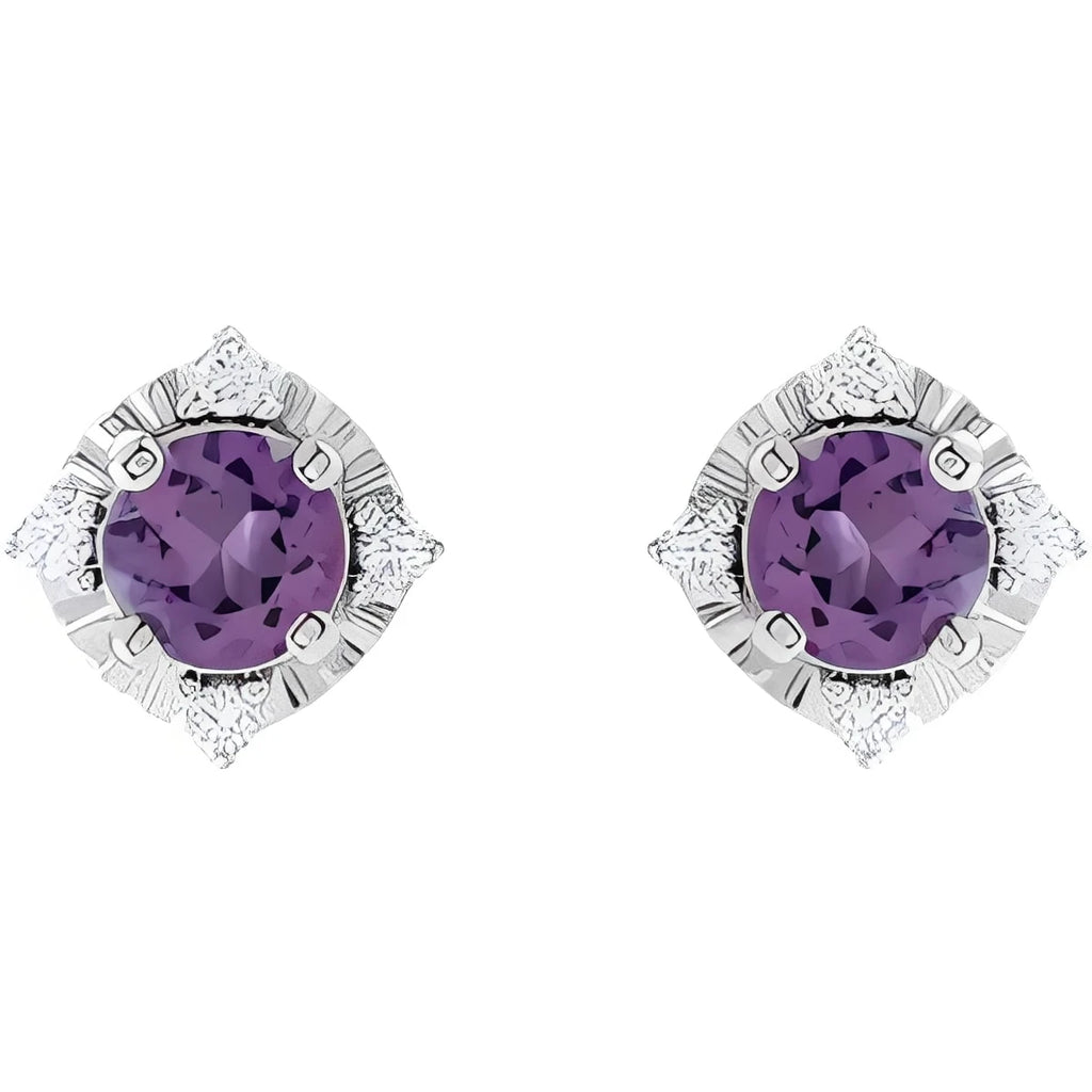 Sterling Silver Natural Aquamarine & .08 CTW Natural Diamond Halo-Style Earrings