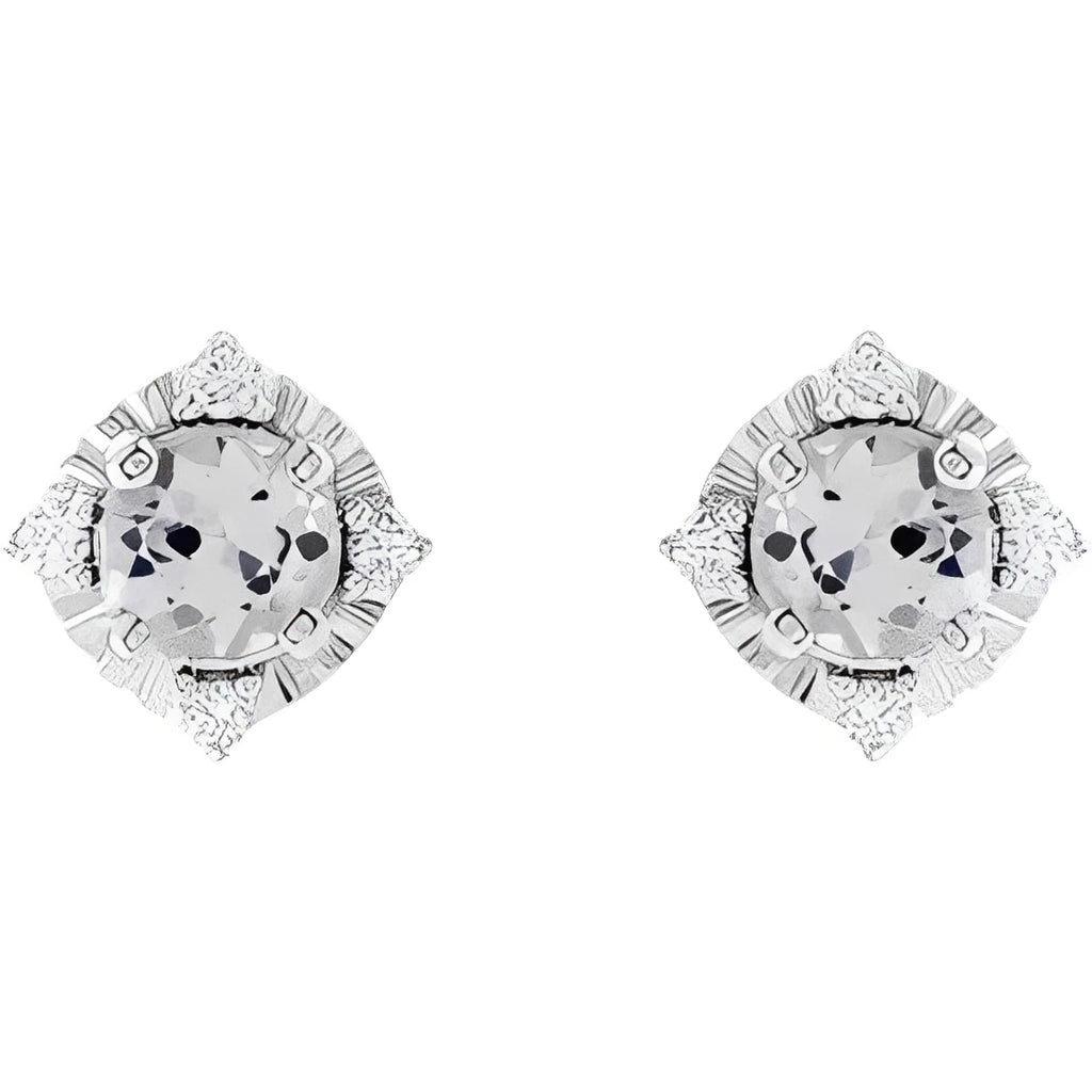 Sterling Silver Natural Aquamarine & .08 CTW Natural Diamond Halo-Style Earrings