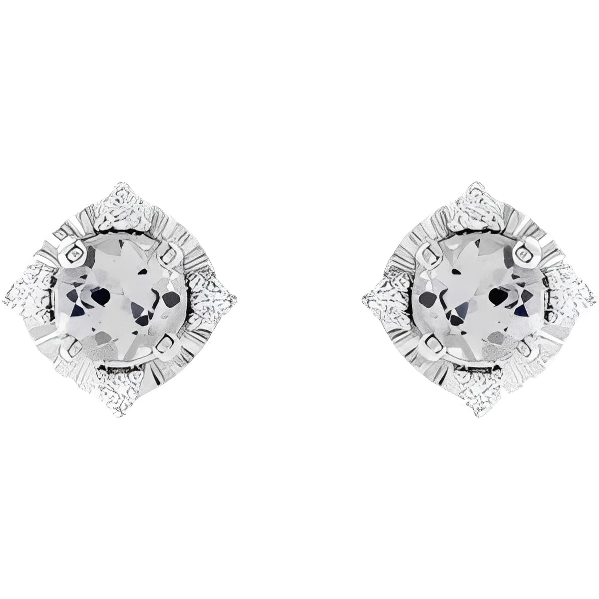 Sterling Silver Natural Aquamarine & .08 CTW Natural Diamond Halo-Style Earrings