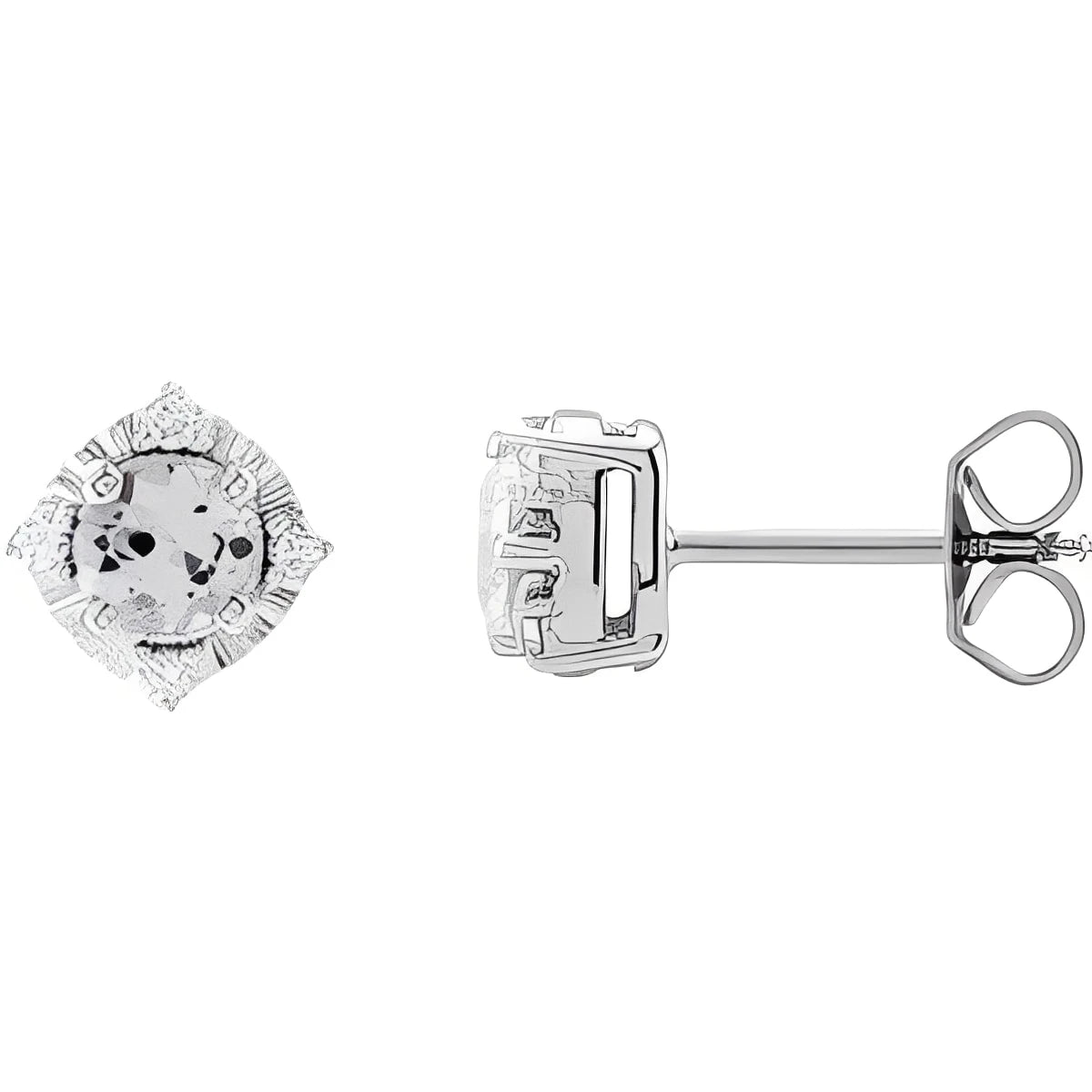 Sterling Silver Natural Aquamarine & .08 CTW Natural Diamond Halo-Style Earrings