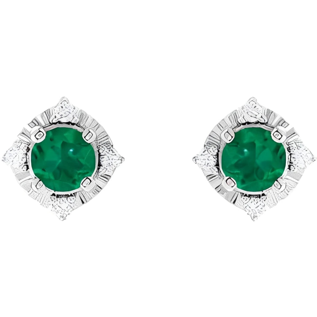Sterling Silver Natural Aquamarine & .08 CTW Natural Diamond Halo-Style Earrings