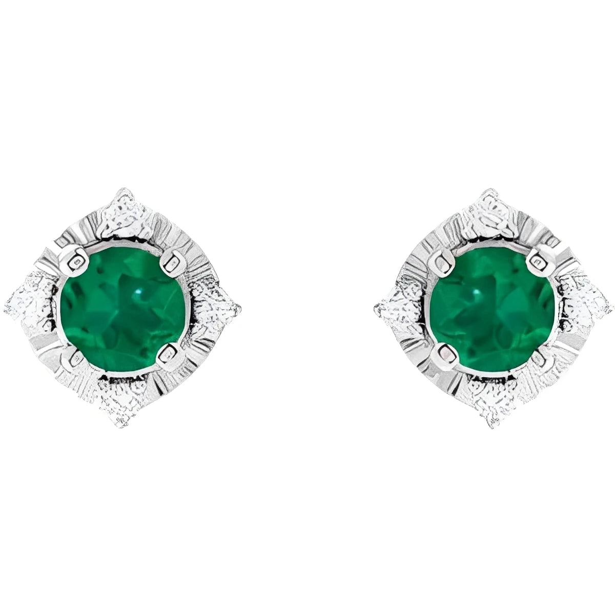 Sterling Silver Natural Aquamarine & .08 CTW Natural Diamond Halo-Style Earrings