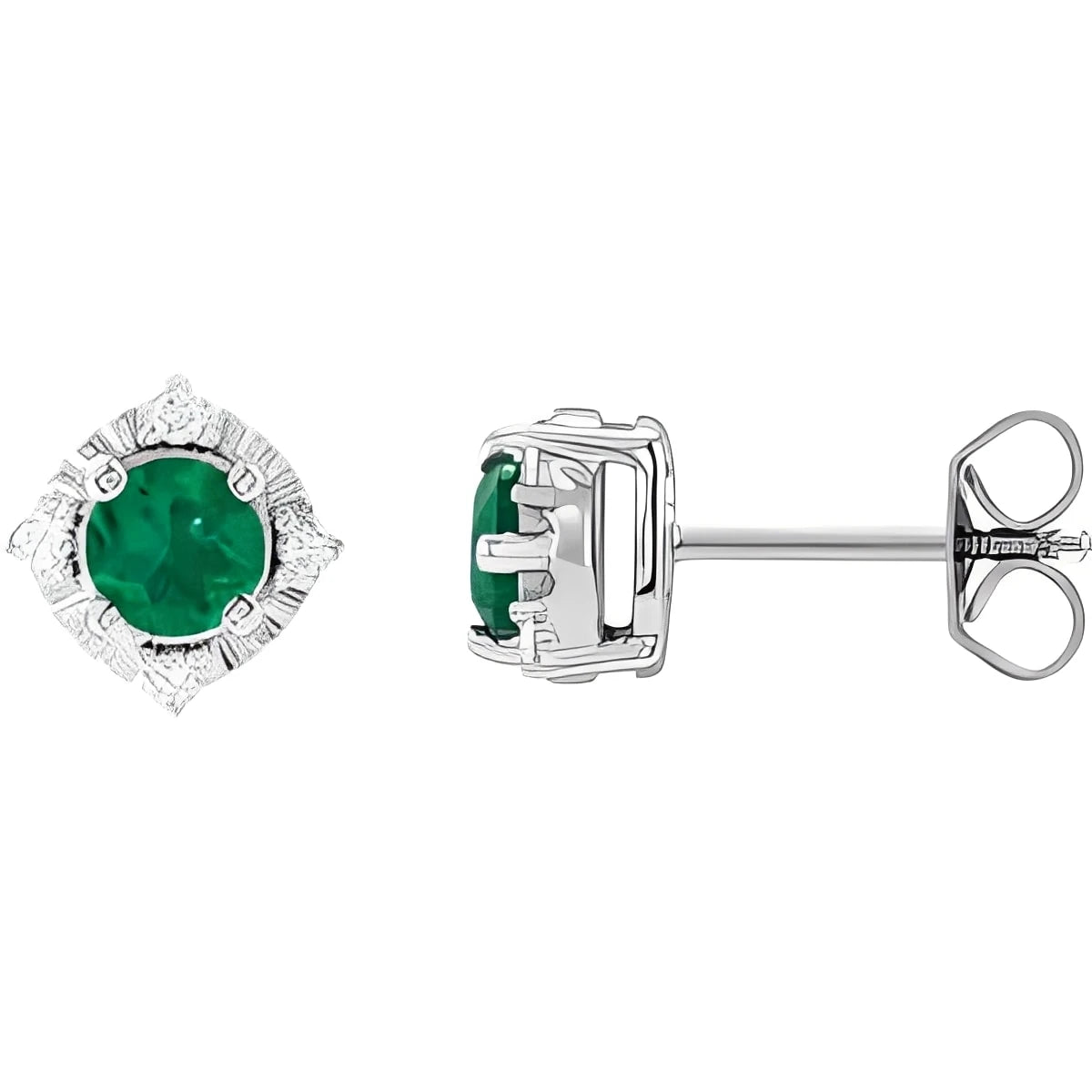 Sterling Silver Natural Aquamarine & .08 CTW Natural Diamond Halo-Style Earrings