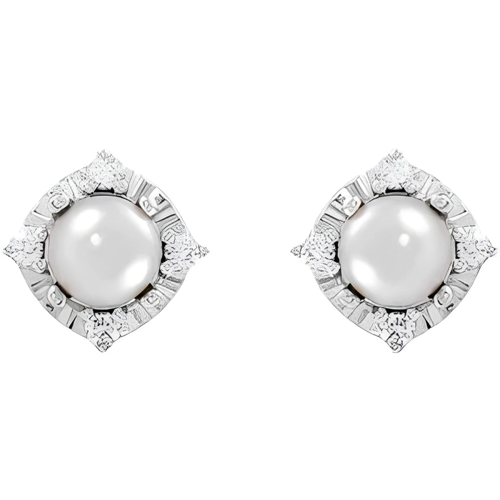Sterling Silver Natural Aquamarine & .08 CTW Natural Diamond Halo-Style Earrings