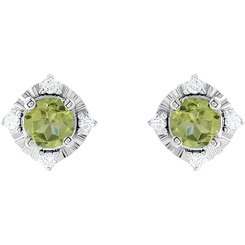 Sterling Silver Natural Aquamarine & .08 CTW Natural Diamond Halo-Style Earrings