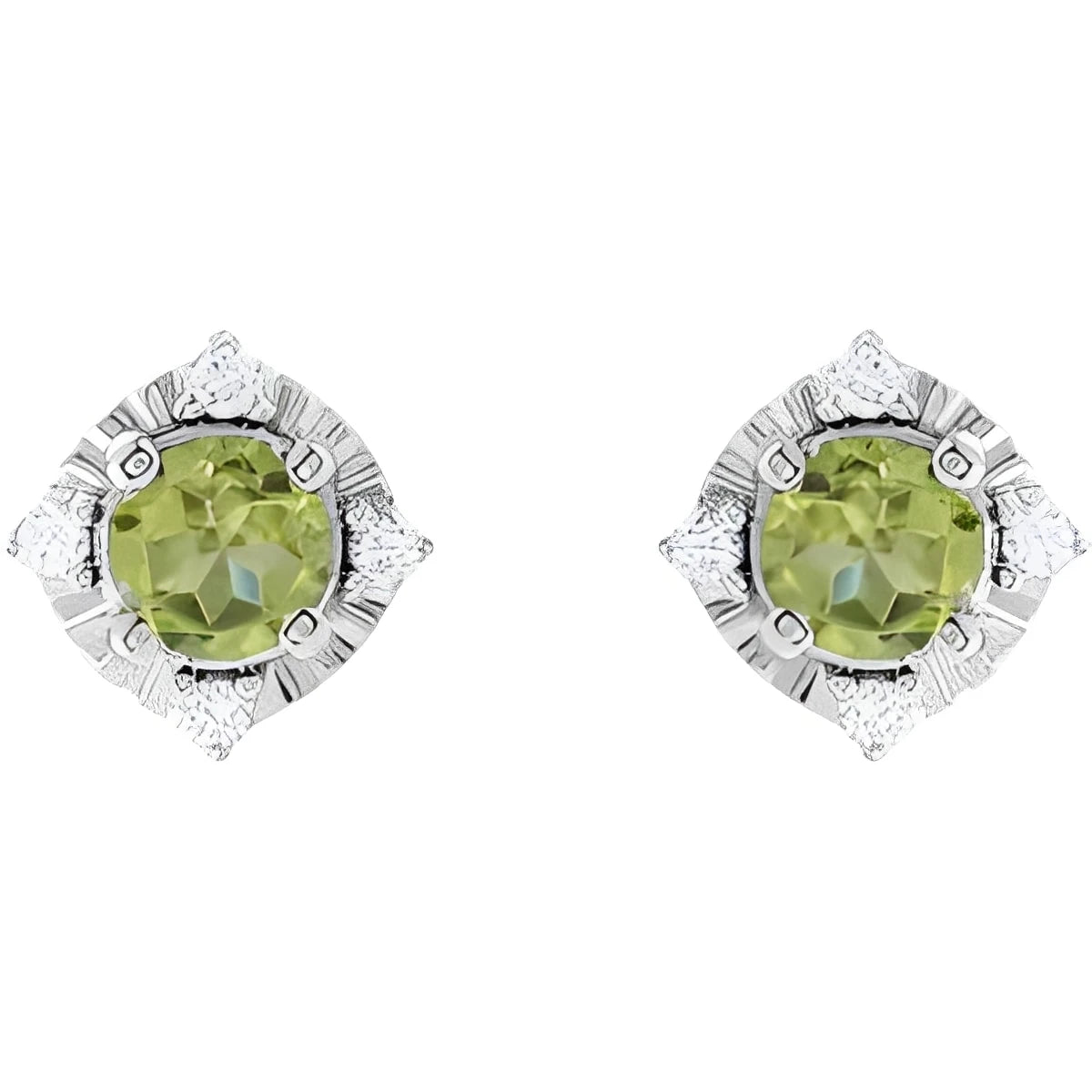 Sterling Silver Natural Aquamarine & .08 CTW Natural Diamond Halo-Style Earrings