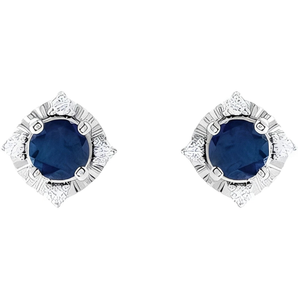 Sterling Silver Natural Aquamarine & .08 CTW Natural Diamond Halo-Style Earrings