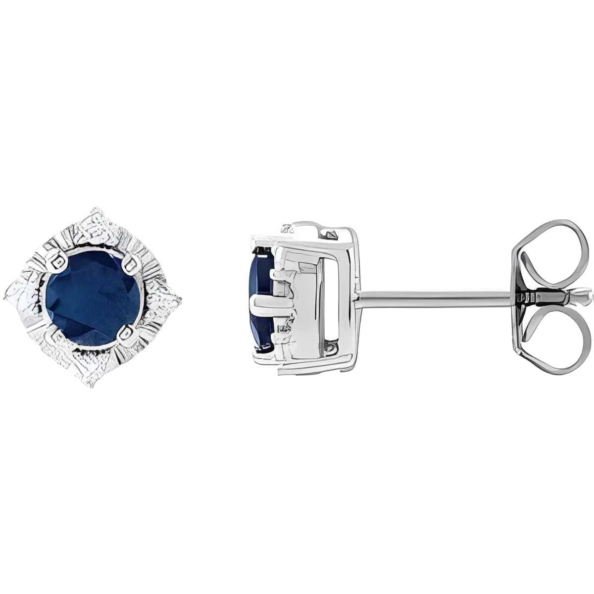 Sterling Silver Natural Aquamarine & .08 CTW Natural Diamond Halo-Style Earrings
