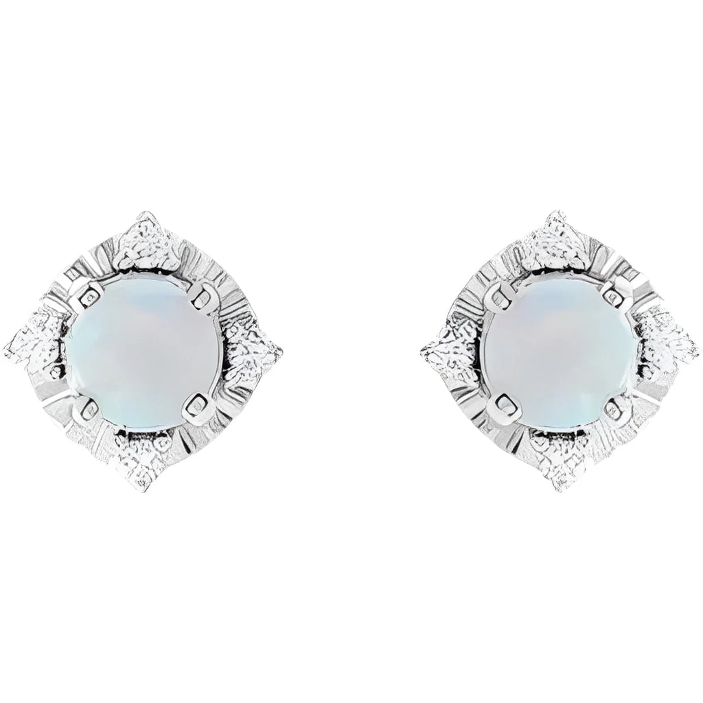 Sterling Silver Natural Aquamarine & .08 CTW Natural Diamond Halo-Style Earrings