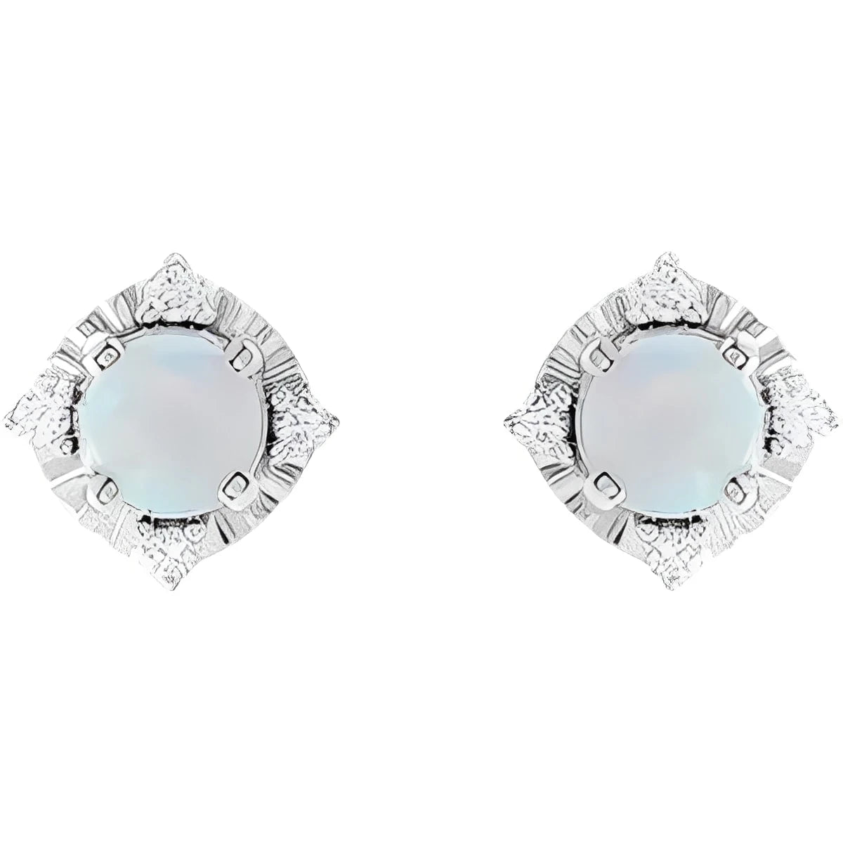 Sterling Silver Natural Aquamarine & .08 CTW Natural Diamond Halo-Style Earrings