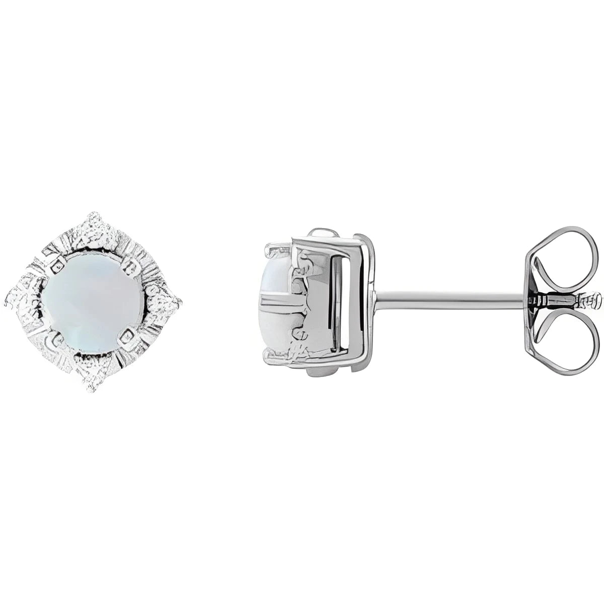 Sterling Silver Natural Aquamarine & .08 CTW Natural Diamond Halo-Style Earrings