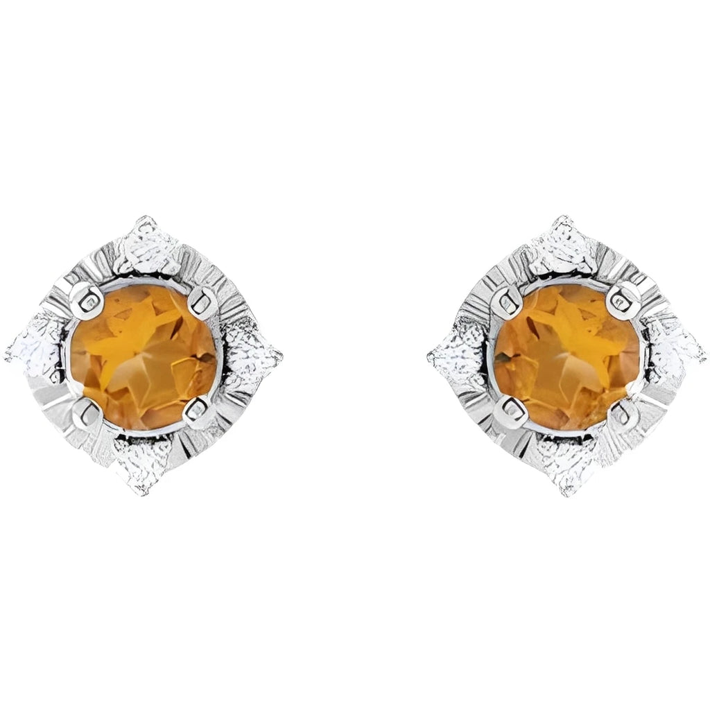 Sterling Silver Natural Aquamarine & .08 CTW Natural Diamond Halo-Style Earrings