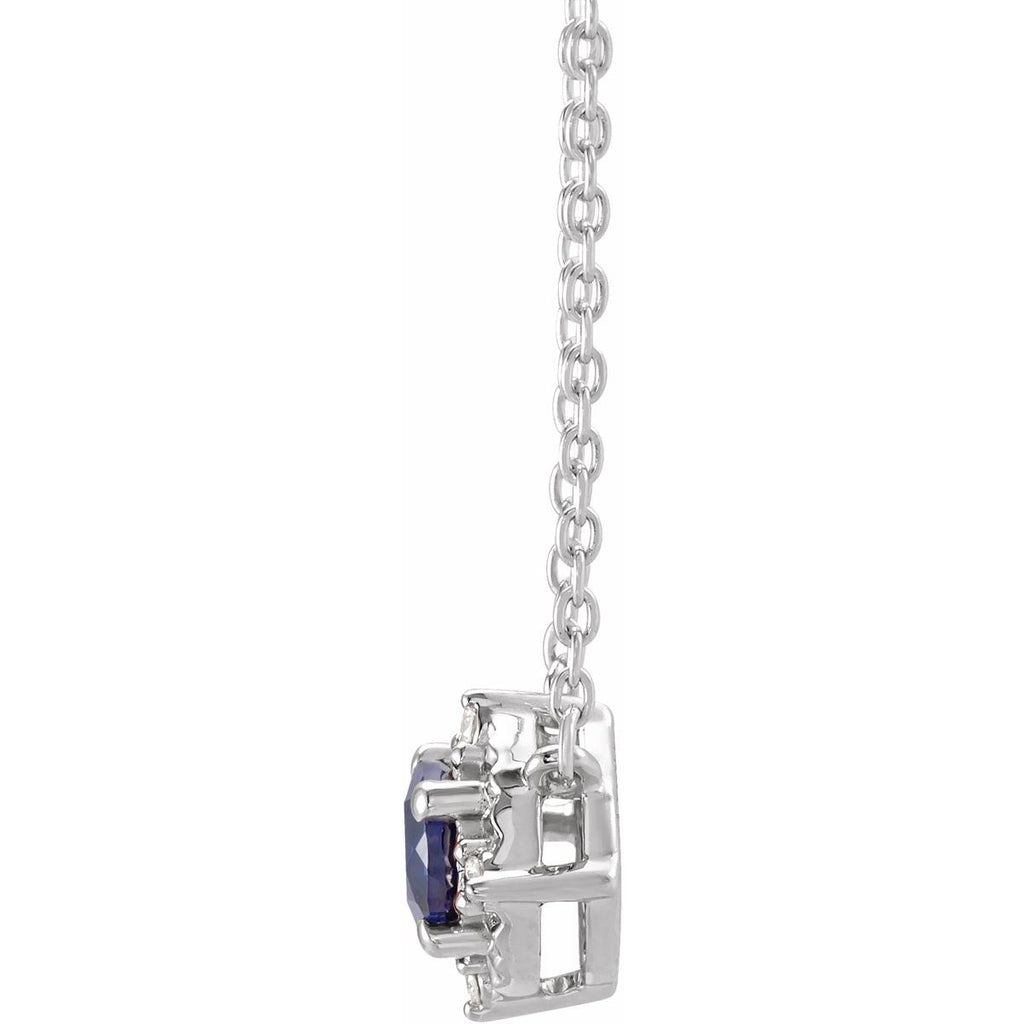 Sterling Silver Natural Amethyst & .04 CTW Natural Diamond Halo-Style 18" Necklace
