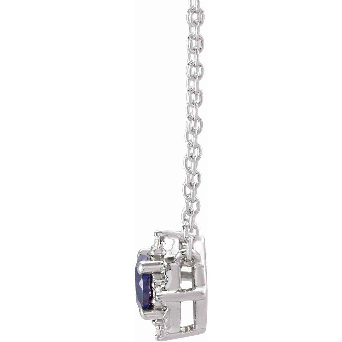 Sterling Silver Natural Amethyst & .04 CTW Natural Diamond Halo-Style 18" Necklace