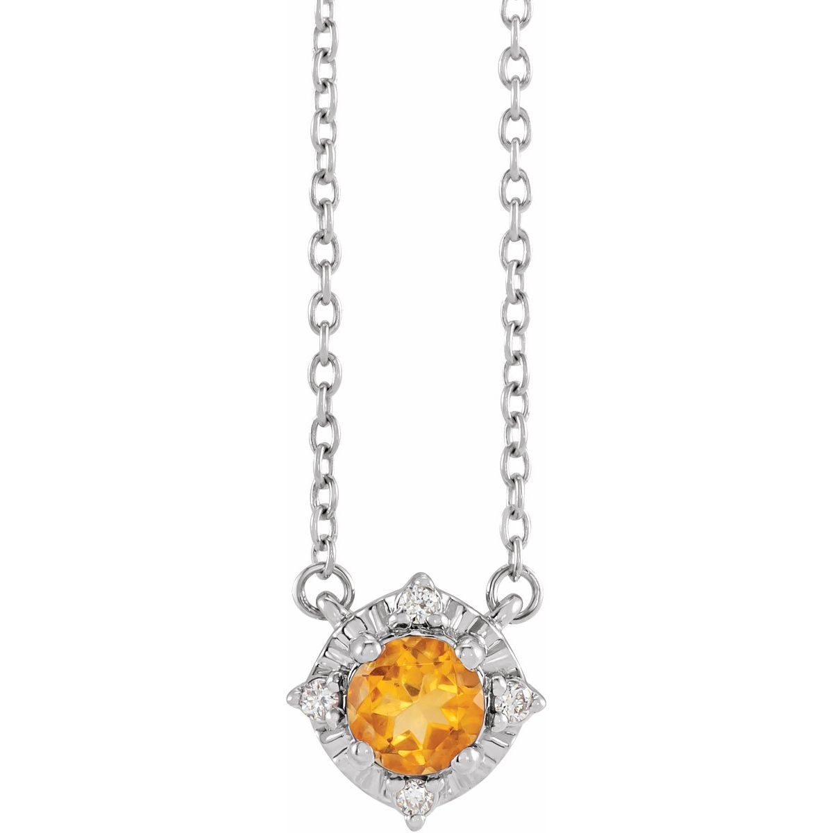 Sterling Silver Natural Amethyst & .04 CTW Natural Diamond Halo-Style 18" Necklace