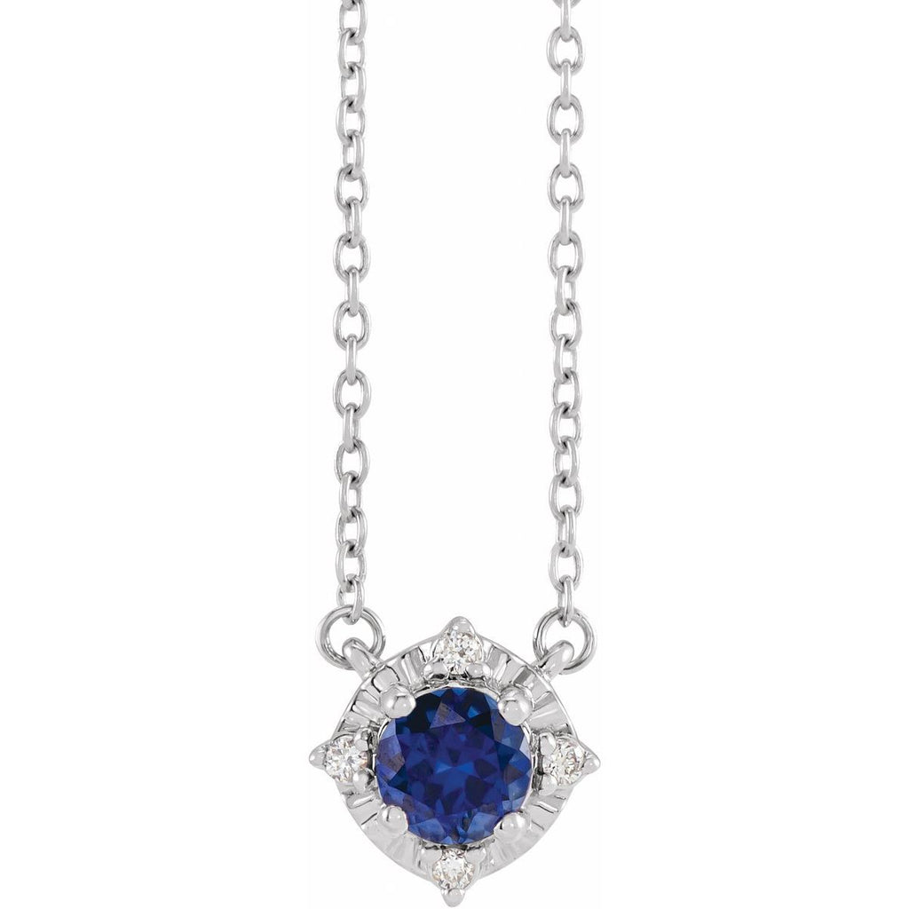 Sterling Silver Natural Amethyst & .04 CTW Natural Diamond Halo-Style 18" Necklace