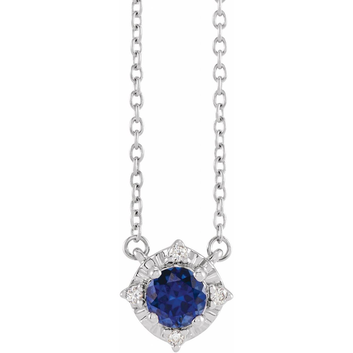 Sterling Silver Natural Amethyst & .04 CTW Natural Diamond Halo-Style 18" Necklace