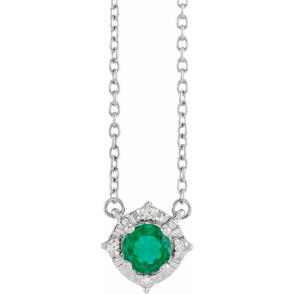 Sterling Silver Natural Amethyst & .04 CTW Natural Diamond Halo-Style 18" Necklace