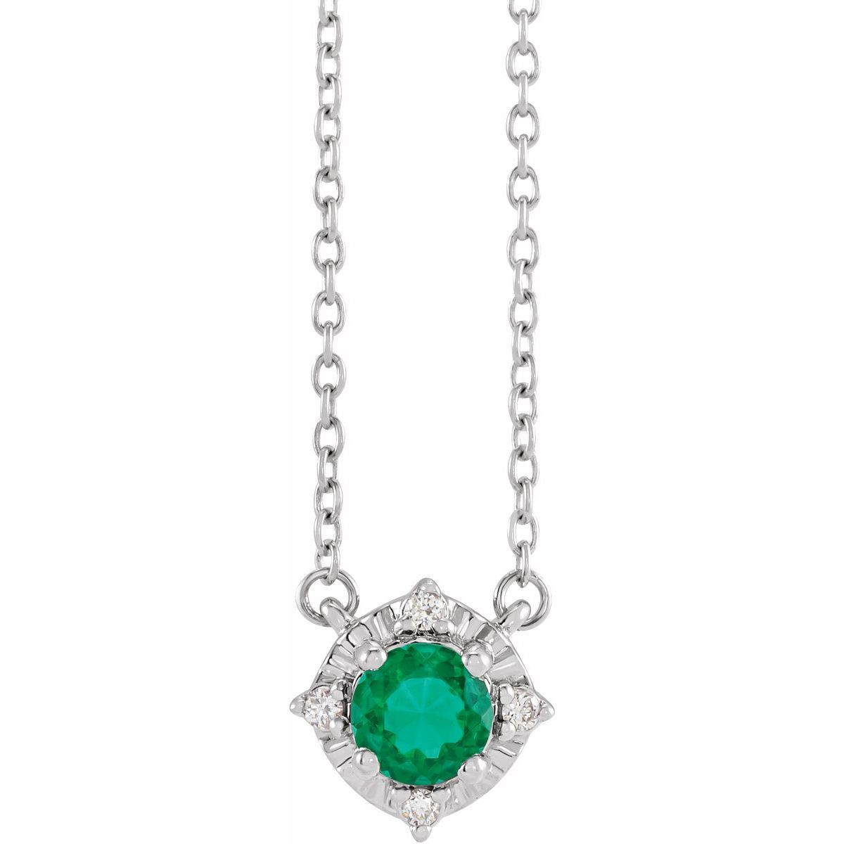 Sterling Silver Natural Amethyst & .04 CTW Natural Diamond Halo-Style 18" Necklace