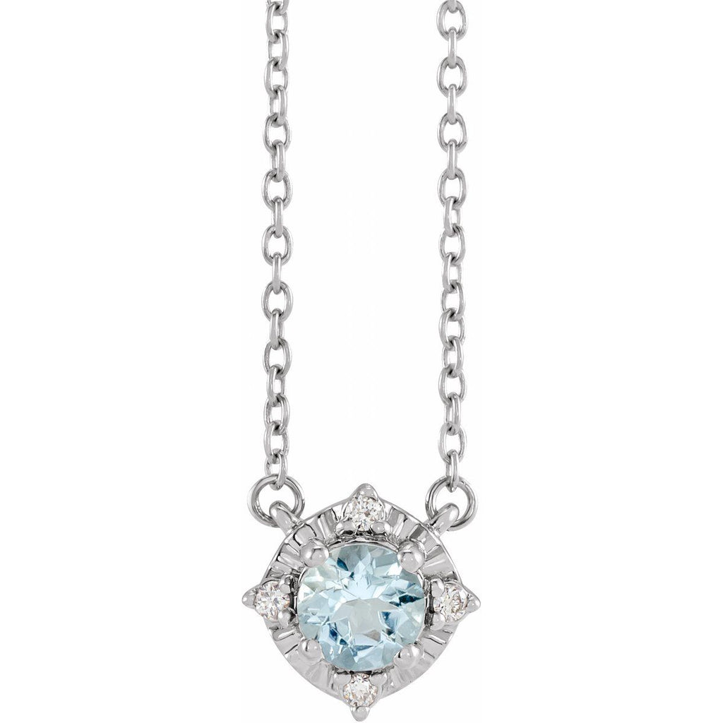 Sterling Silver Natural Amethyst & .04 CTW Natural Diamond Halo-Style 18" Necklace