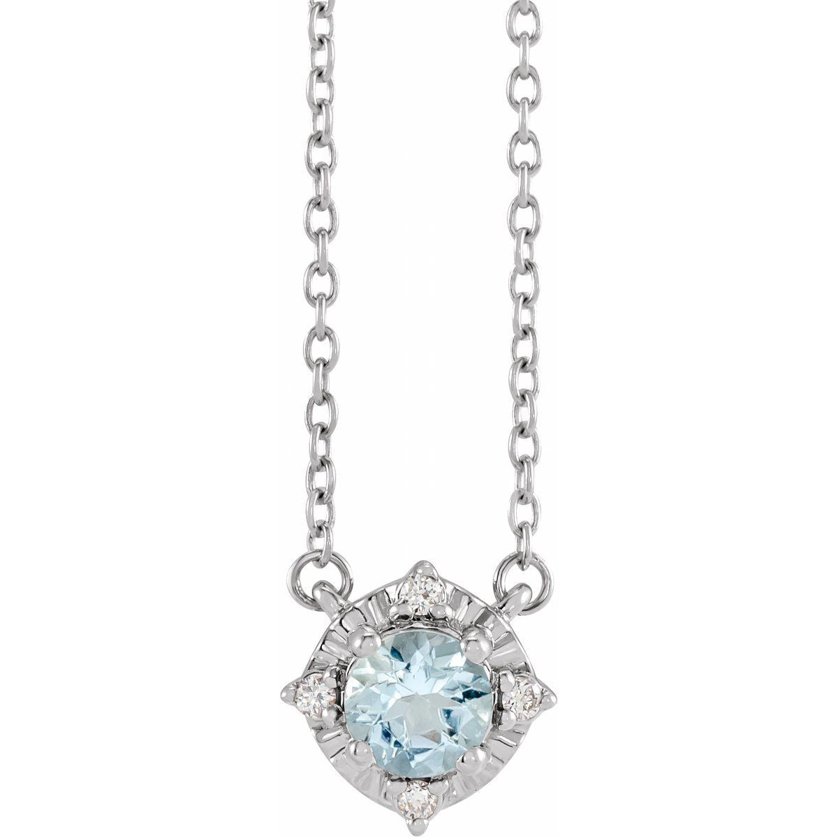 Sterling Silver Natural Amethyst & .04 CTW Natural Diamond Halo-Style 18" Necklace