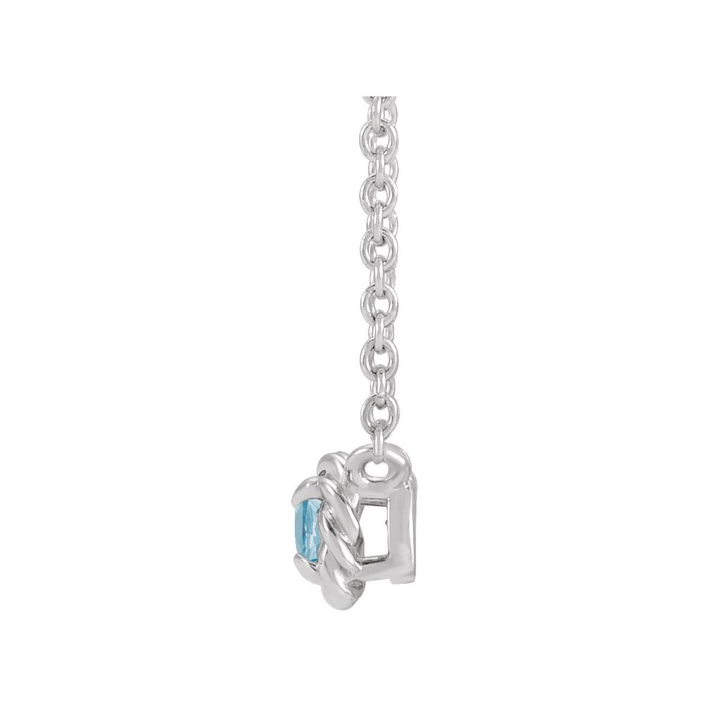 Sterling Silver 4 mm Natural Aquamarine Claw-Prong Rope 18" Necklace
