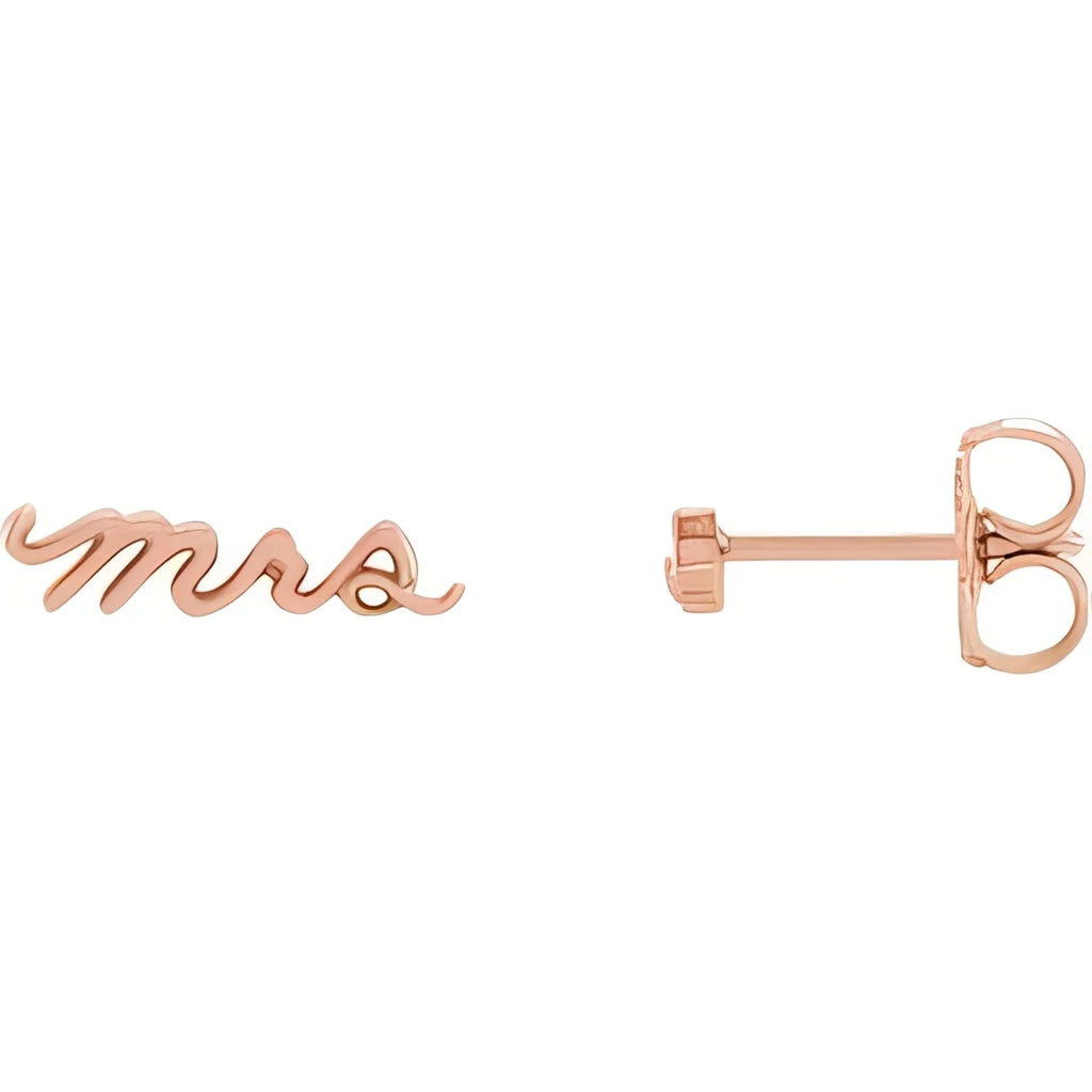 14K Rose Gold Mrs Earrings
