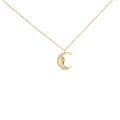 14K Yellow Gold 1/10 Cttw Diamond Crescent Man on the Moon 18" Pendant Necklace (H-I Color, SI1-SI2 Clarity)