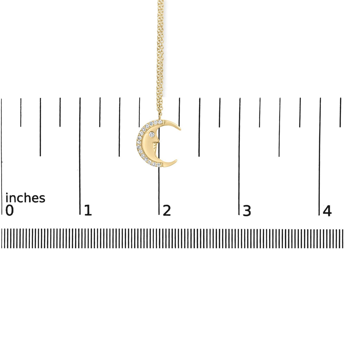 14K Yellow Gold 1/10 Cttw Diamond Crescent Man on the Moon 18" Pendant Necklace (H-I Color, SI1-SI2 Clarity)