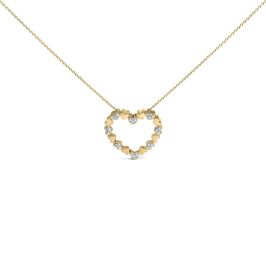Gold Vermeil Diamond Accent Puffed Heart Pendant Necklace