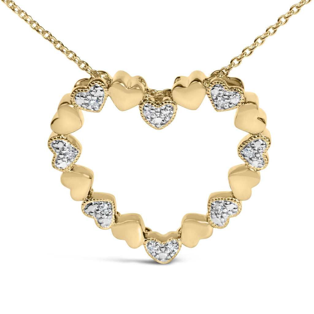 Gold Vermeil Diamond Accent Puffed Heart Pendant Necklace