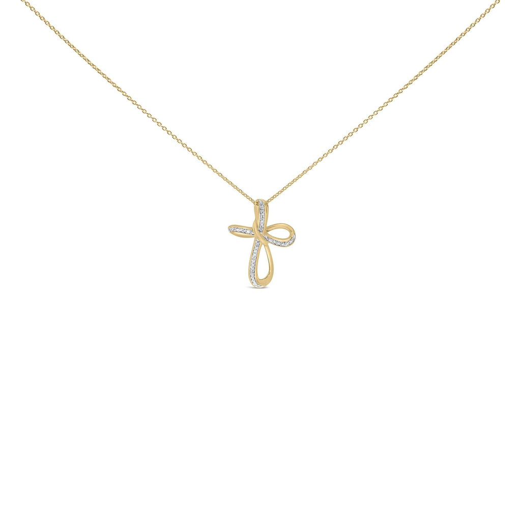 Gold Vermeil Diamond Accent Infinity Cross Pendant Necklace