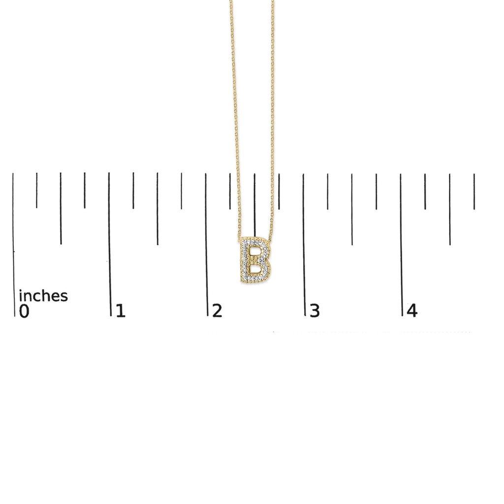 Yellow Gold Vermeil Diamond Accent "A-Z" Initial Bubble Pendant Necklace