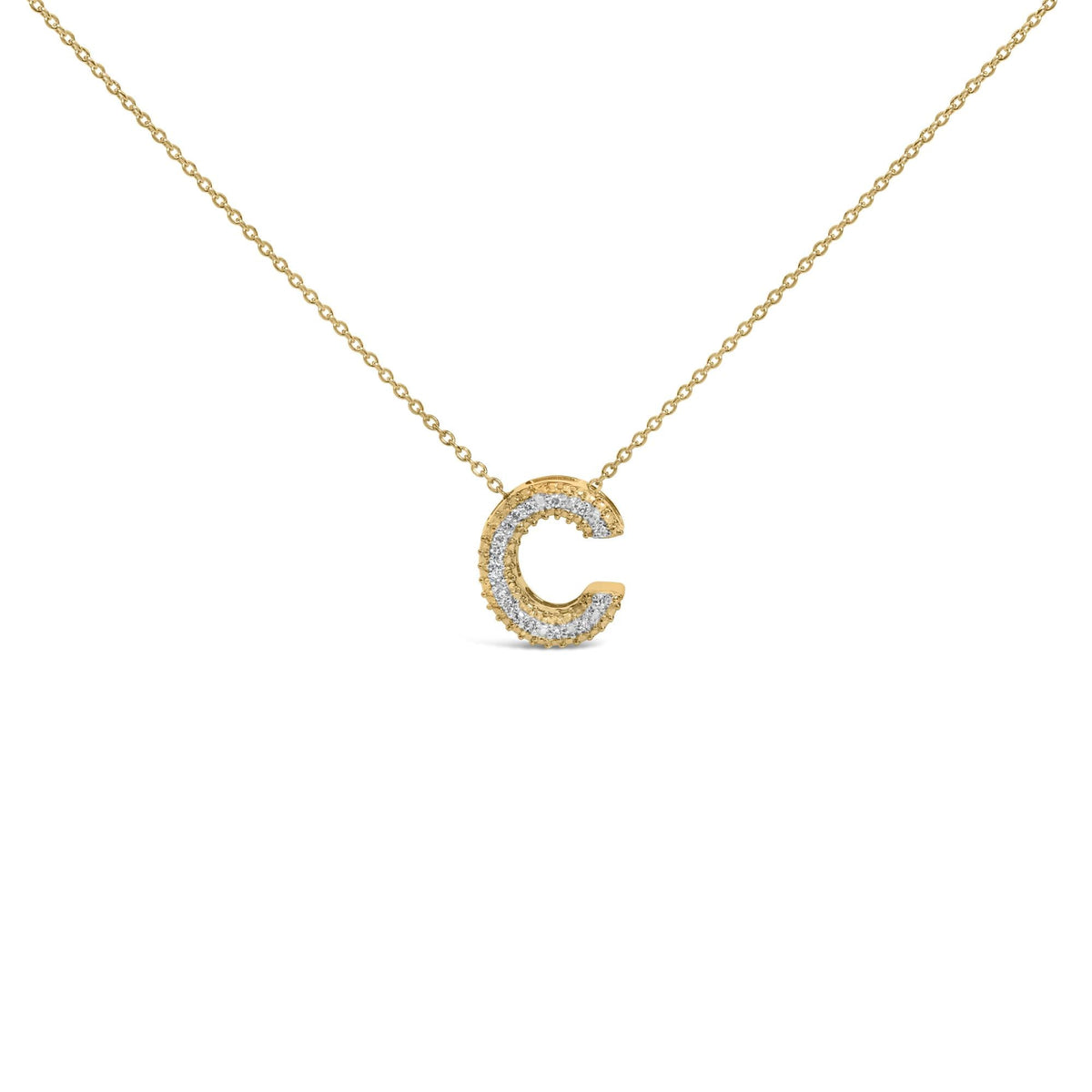 Yellow Gold Vermeil Diamond Accent "A-Z" Initial Bubble Pendant Necklace