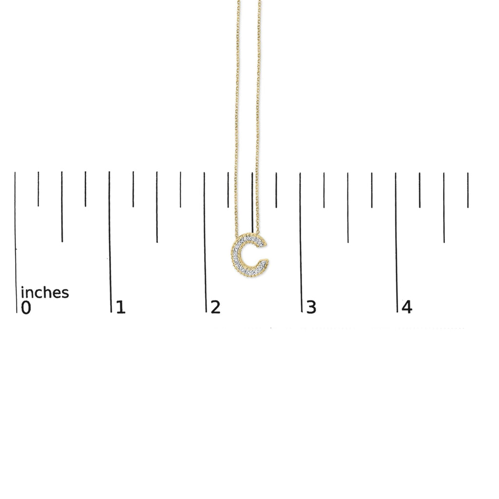 Yellow Gold Vermeil Diamond Accent "A-Z" Initial Bubble Pendant Necklace