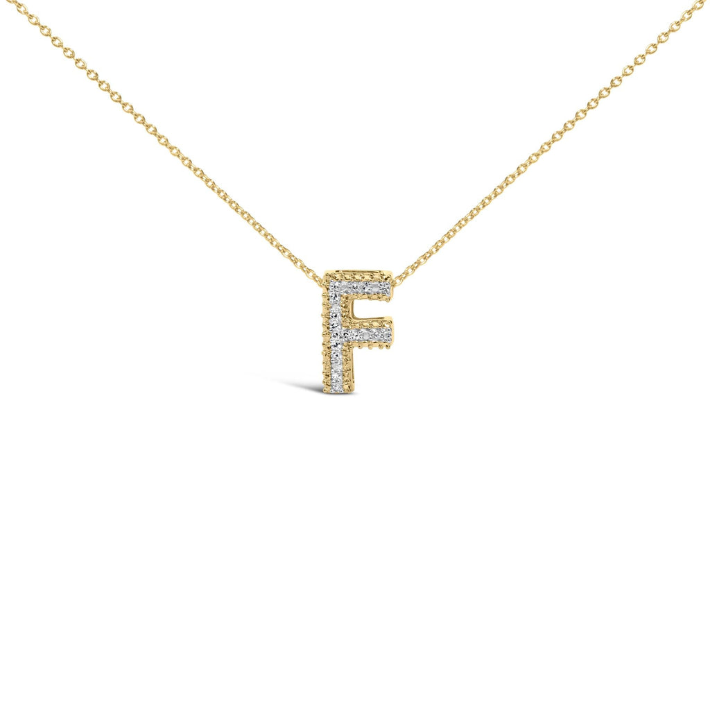Yellow Gold Vermeil Diamond Accent "A-Z" Initial Bubble Pendant Necklace