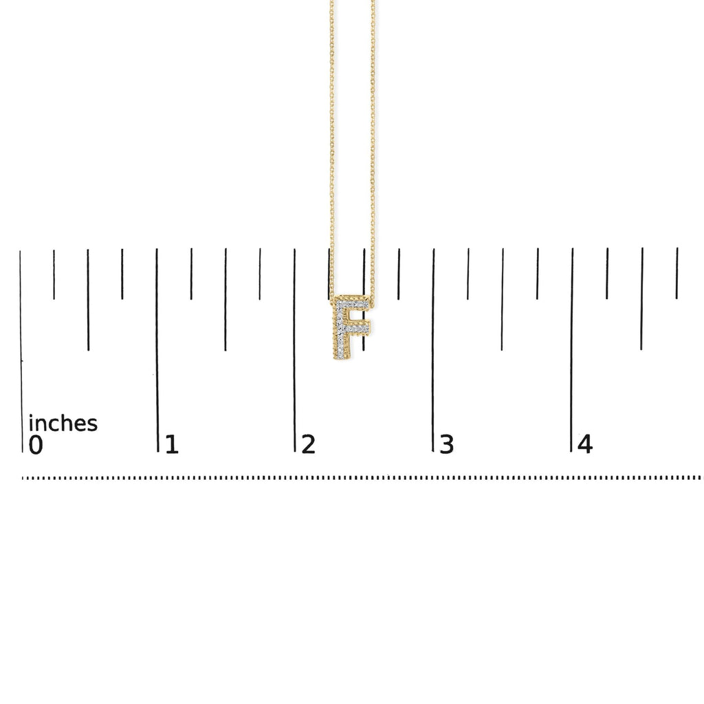 Yellow Gold Vermeil Diamond Accent "A-Z" Initial Bubble Pendant Necklace