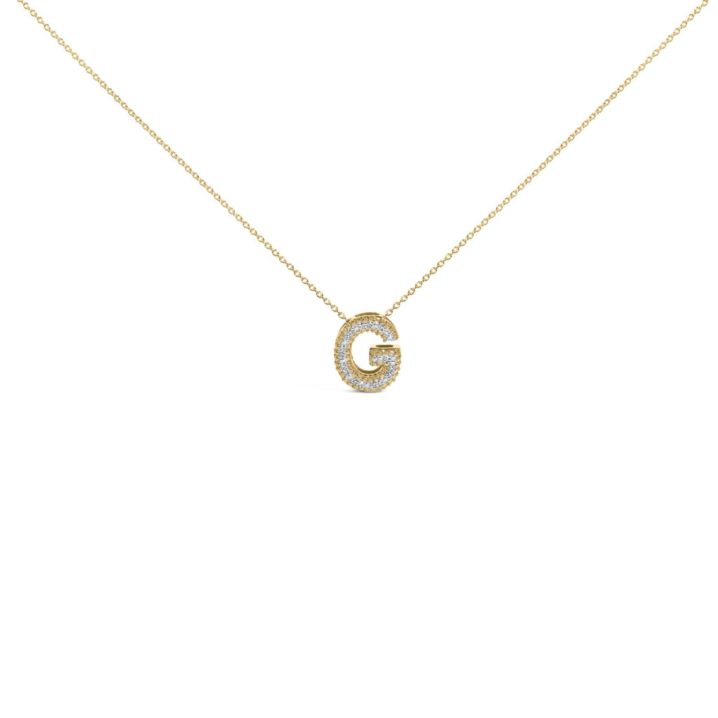 Yellow Gold Vermeil Diamond Accent "A-Z" Initial Bubble Pendant Necklace
