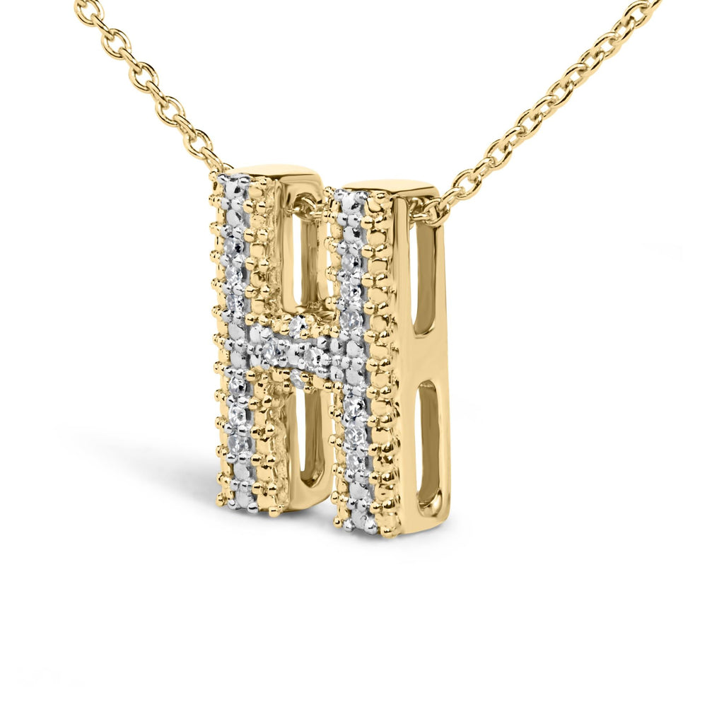 Yellow Gold Vermeil Diamond Accent "A-Z" Initial Bubble Pendant Necklace