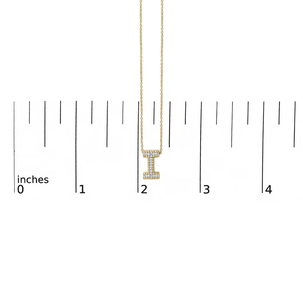 Yellow Gold Vermeil Diamond Accent "A-Z" Initial Bubble Pendant Necklace