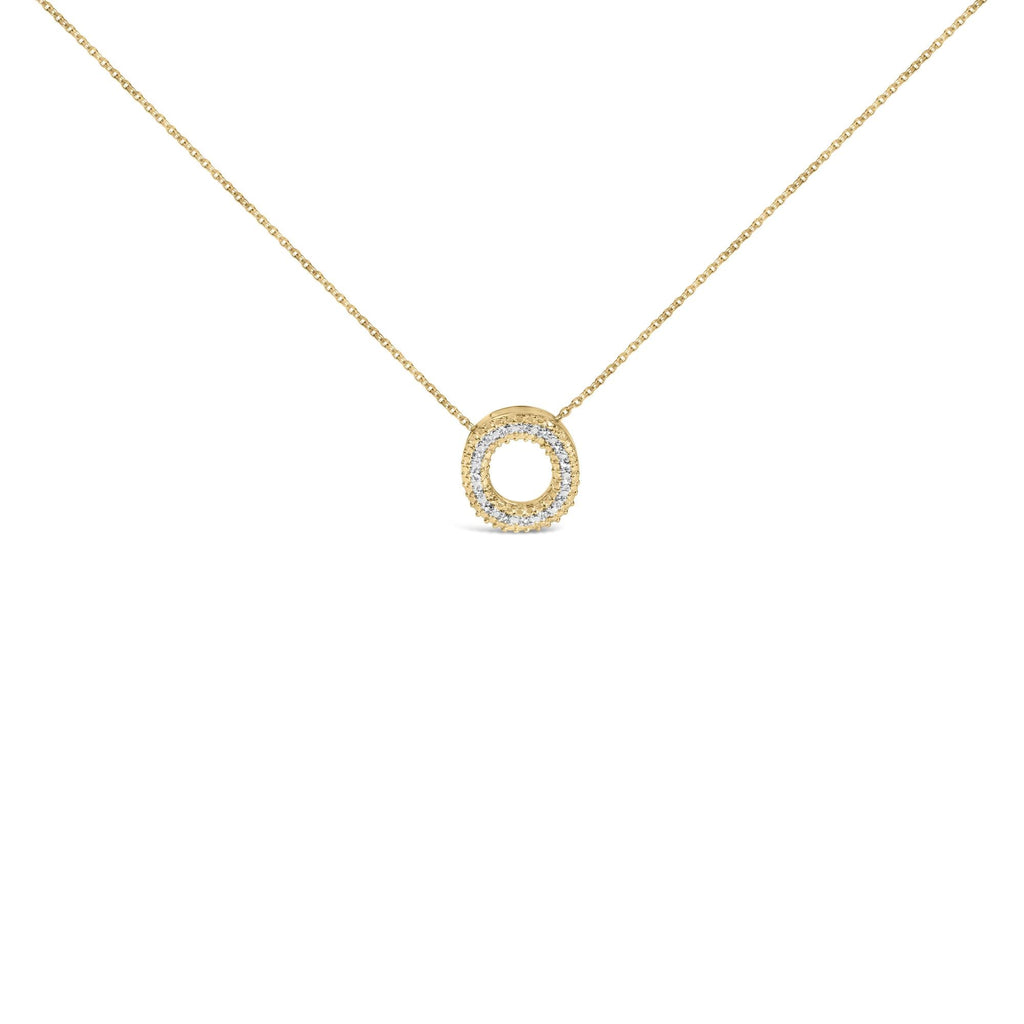 Yellow Gold Vermeil Diamond Accent "A-Z" Initial Bubble Pendant Necklace