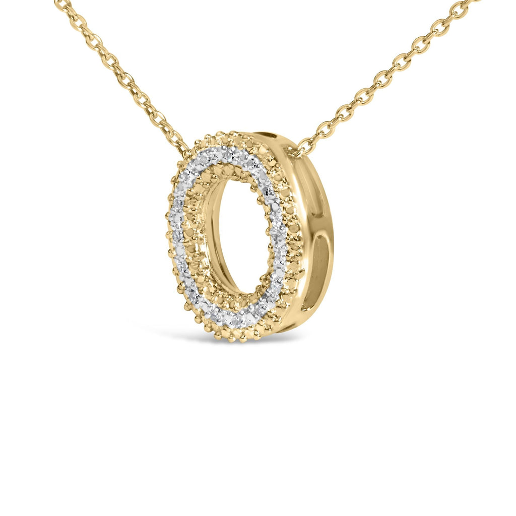Yellow Gold Vermeil Diamond Accent "A-Z" Initial Bubble Pendant Necklace