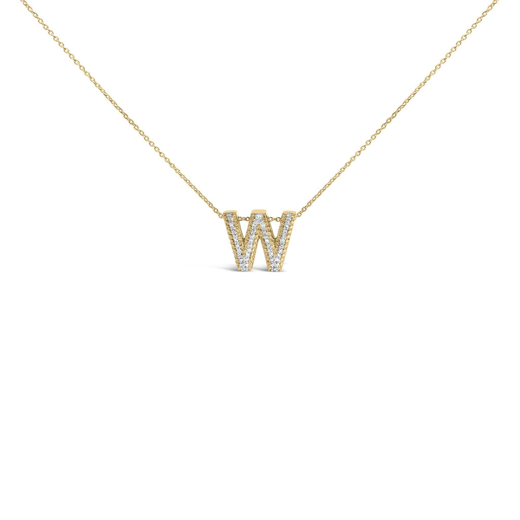 Yellow Gold Vermeil Diamond Accent "A-Z" Initial Bubble Pendant Necklace