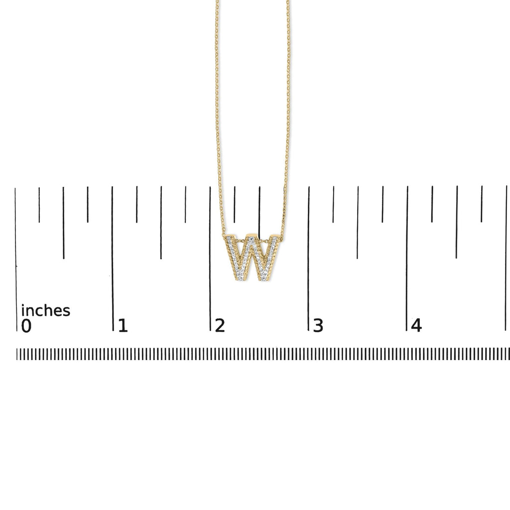 Yellow Gold Vermeil Diamond Accent "A-Z" Initial Bubble Pendant Necklace